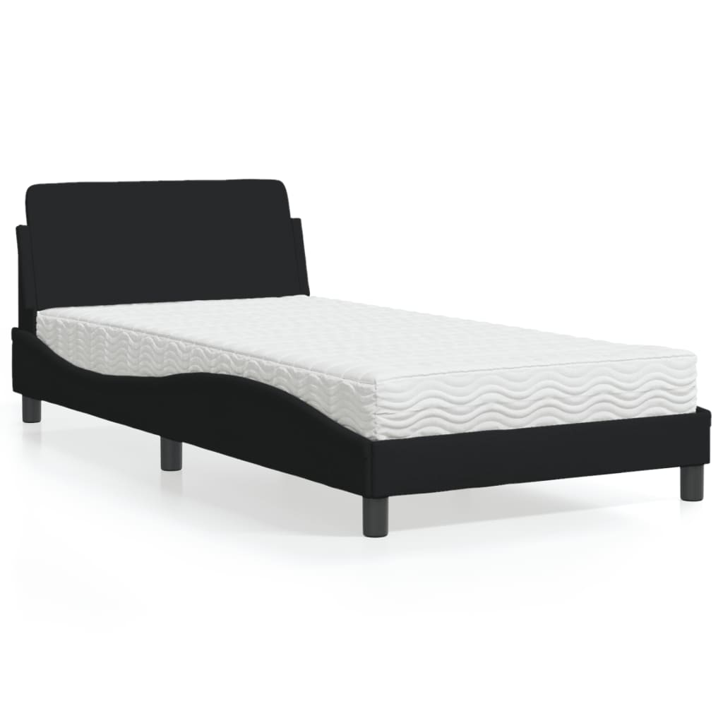 Letto con Materasso Dover Nero 100x200 cm in Tessuto - homemem39