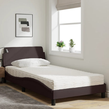 Letto con Materasso Dover Marrone Scuro 100x200 cm in Tessuto - homemem39