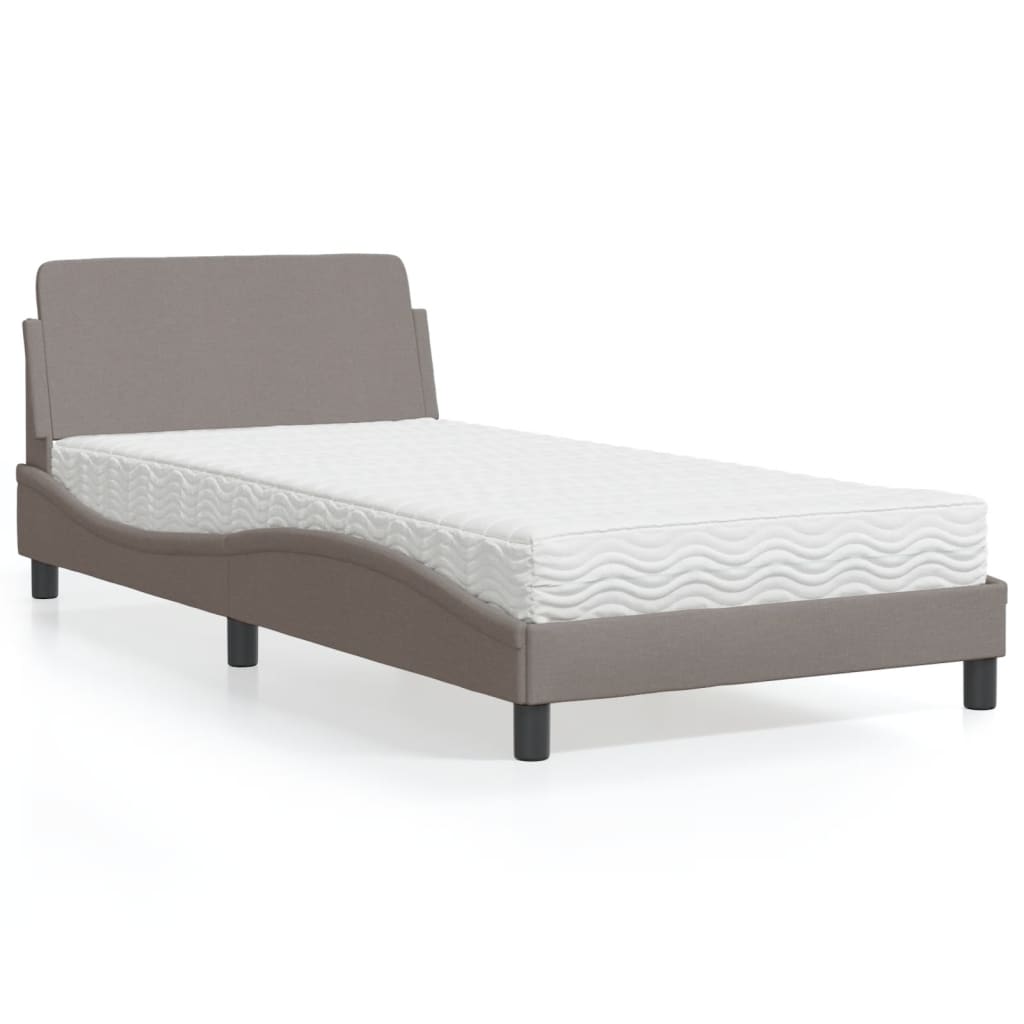 Letto con Materasso Dover Tortora 100x200 cm in Tessuto - homemem39