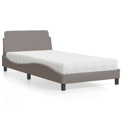 Letto con Materasso Dover Tortora 100x200 cm in Tessuto - homemem39