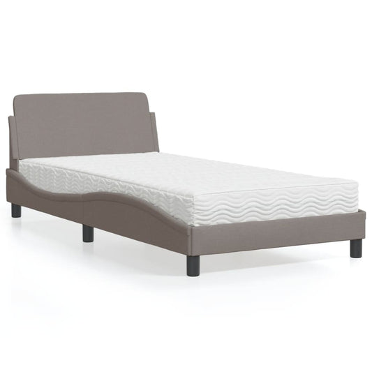 Letto con Materasso Dover Tortora 100x200 cm in Tessuto - homemem39