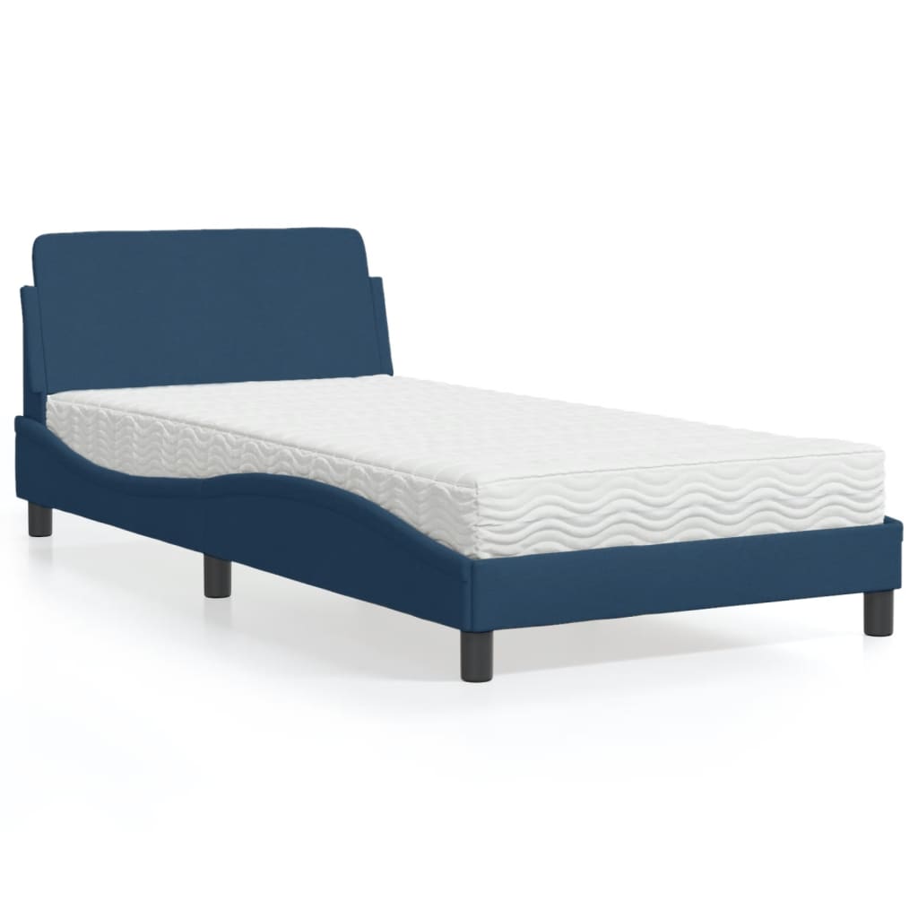 Letto con Materasso Dover Blu 100x200 cm in Tessuto | homemem39