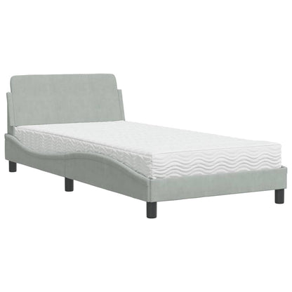 Letto con Materasso Dover Grigio Chiaro 100x200 cm in Velluto - homemem39