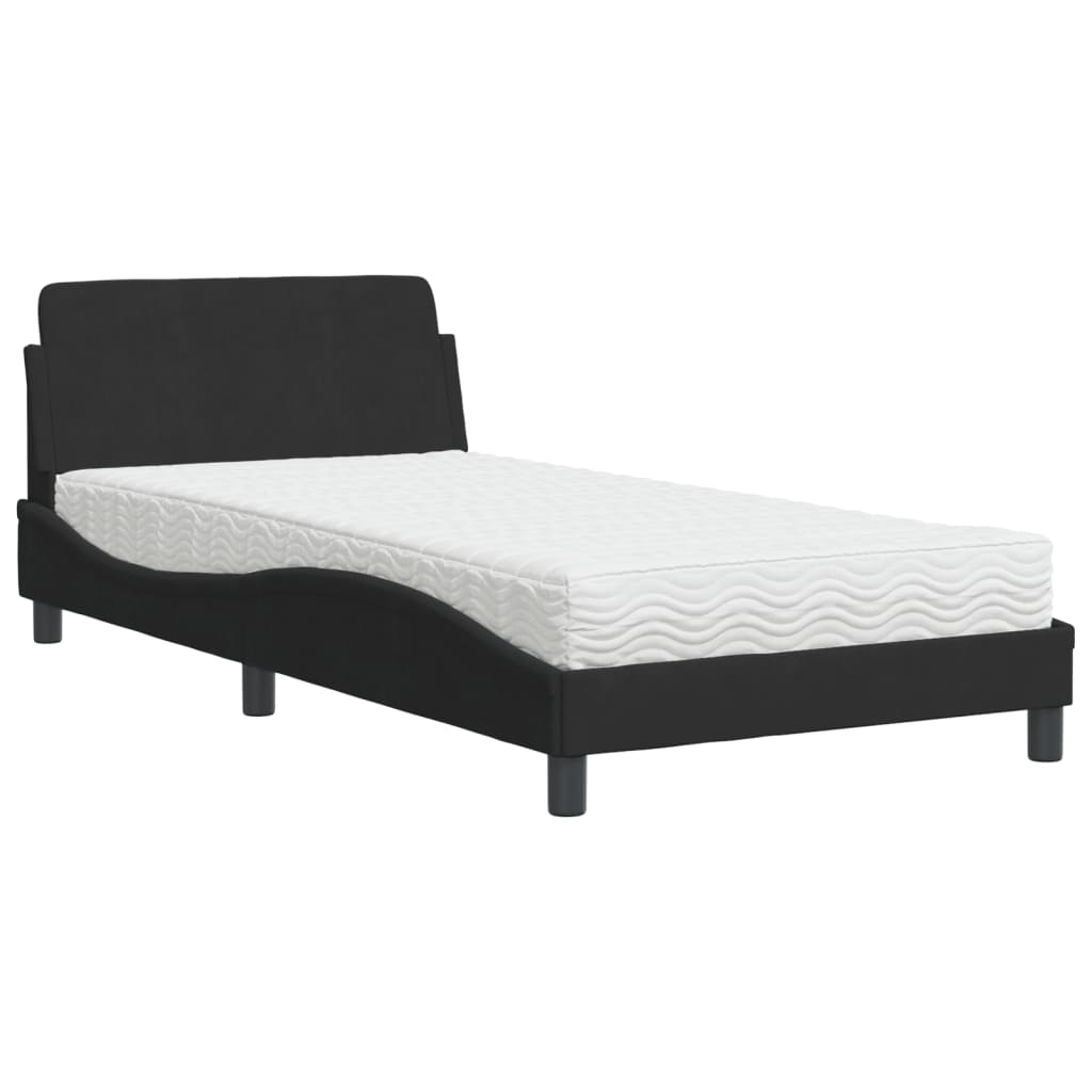 Letto con Materasso Dover Nero 100x200 cm in Velluto - homemem39