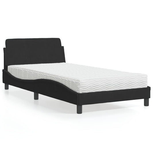 Letto con Materasso Dover Nero 100x200 cm in Velluto - homemem39