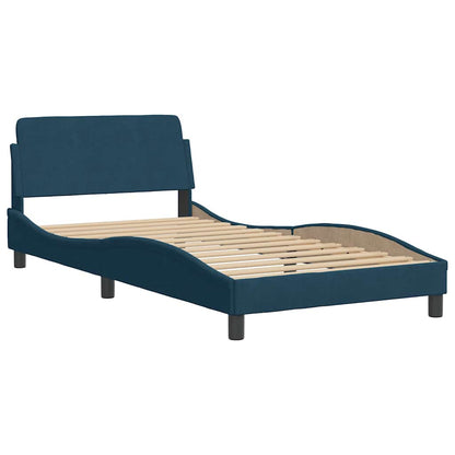 Letto con Materasso Dover Blu 100x200 cm in Velluto
