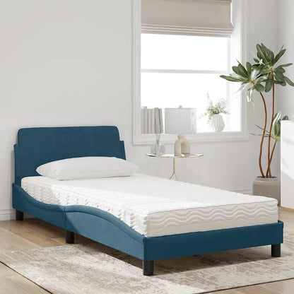 Letto con Materasso Dover Blu 100x200 cm in Velluto