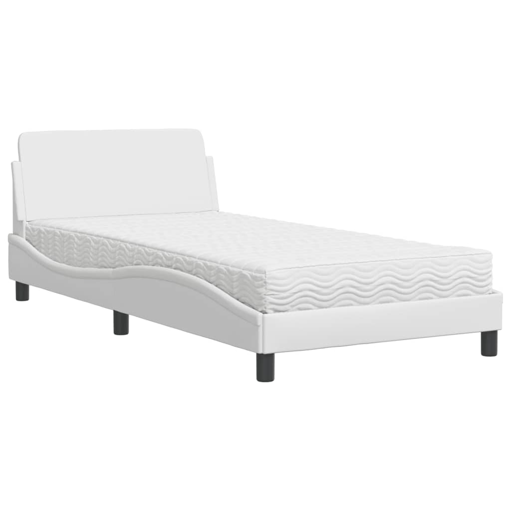 Letto con Materasso Dover Bianco 100x200 cm in Similpelle - homemem39