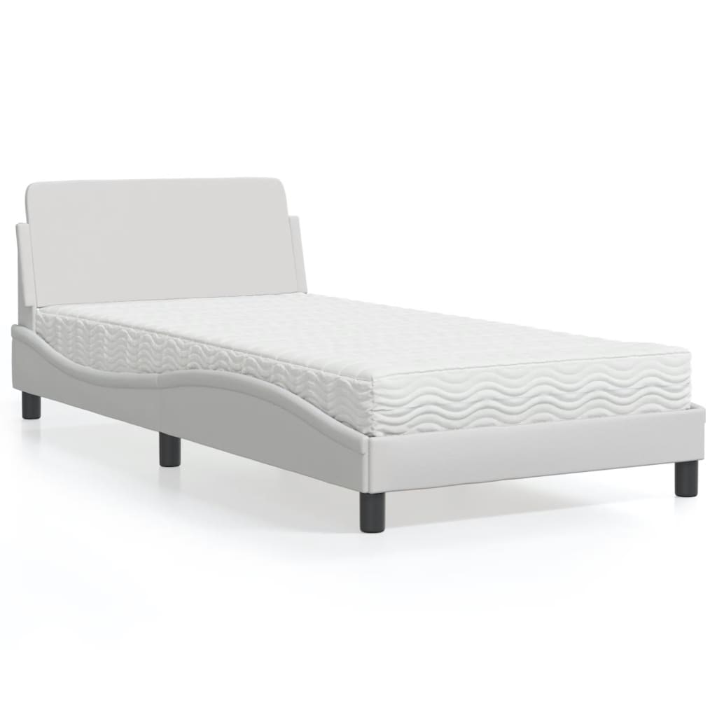 Letto con Materasso Dover Bianco 100x200 cm in Similpelle - homemem39