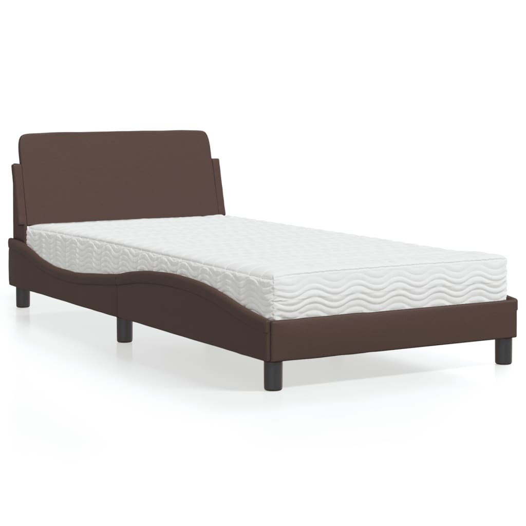 Letto con Materasso Dover Marrone 100x200cm in Similpelle - homemem39