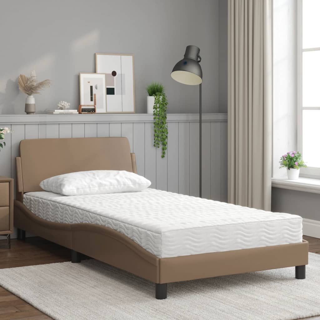 Letto con Materasso Dover Cappuccino 100x200cm Similpelle - homemem39