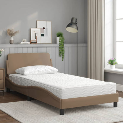 Letto con Materasso Dover Cappuccino 100x200cm Similpelle - homemem39