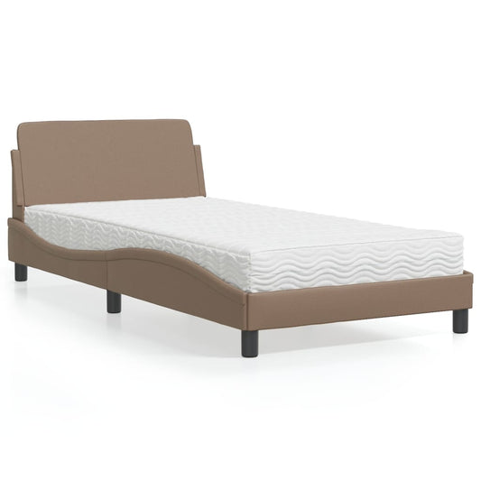 Letto con Materasso Dover Cappuccino 100x200cm Similpelle - homemem39