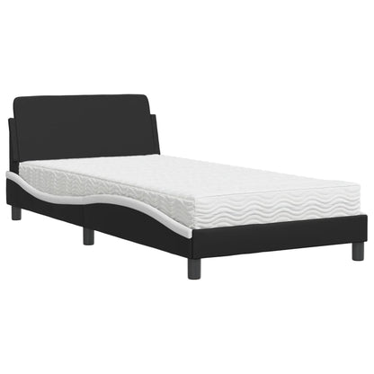 Letto con Materasso Dover Nero e Bianco 100x200 cm in Similpelle - homemem39