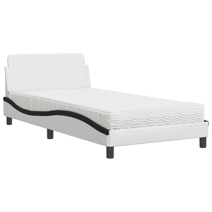 Letto con Materasso Dover Bianco e Nero 100x200 cm in Similpelle - homemem39