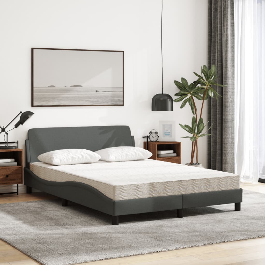 Letto con Materasso Dover Grigio Scuro 120x200 cm Tessuto