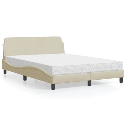 Letto con Materasso Dover Crema 120x200 cm in Tessuto