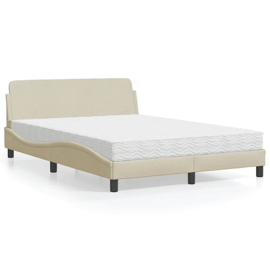 Letto con Materasso Dover Crema 120x200 cm in Tessuto