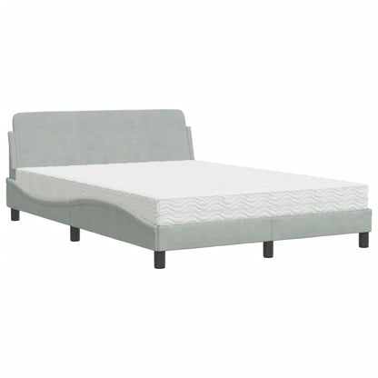 Letto con Materasso Dover Grigio Chiaro 120x200 cm in Velluto