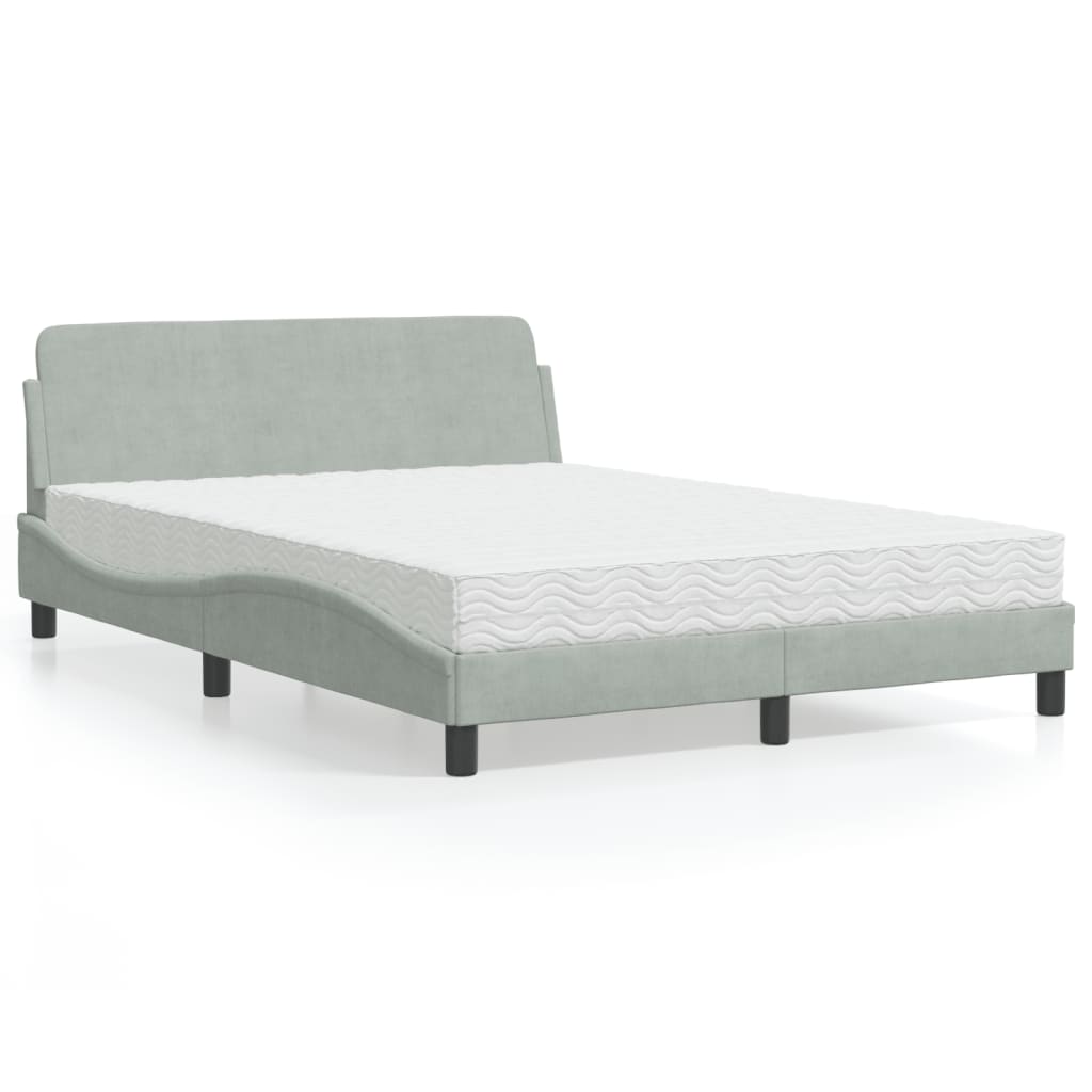 Letto con Materasso Dover Grigio Chiaro 120x200 cm in Velluto