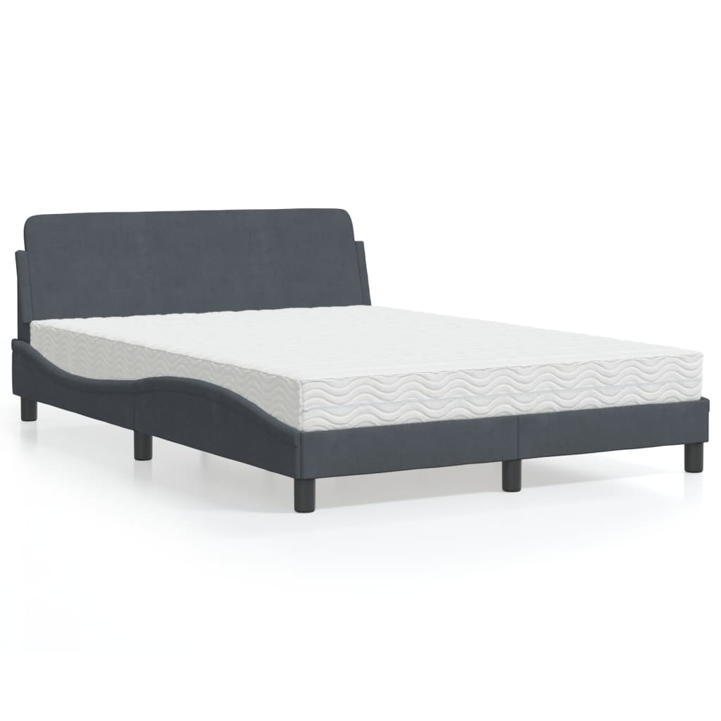 Letto con Materasso Dover Grigio Scuro 120x200 cm in Velluto