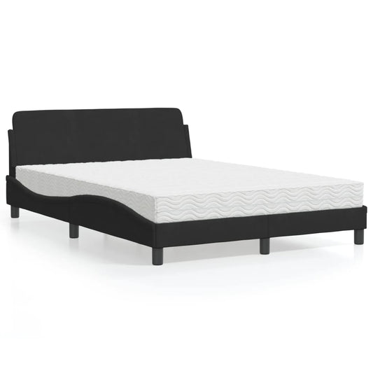 Letto con Materasso Dover Nero 120x200 cm in Velluto
