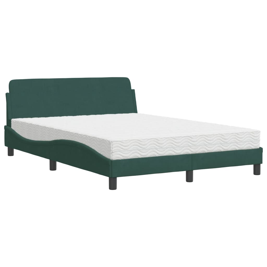 Letto con Materasso Dover Verde Scuro 120x200 cm in Velluto