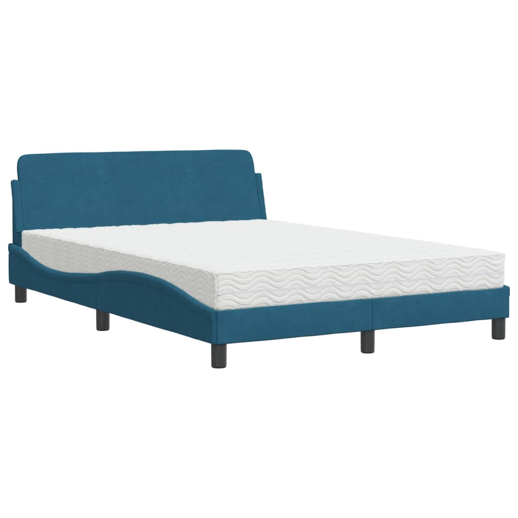 Letto con Materasso Dover Blu 120x200 cm in Velluto