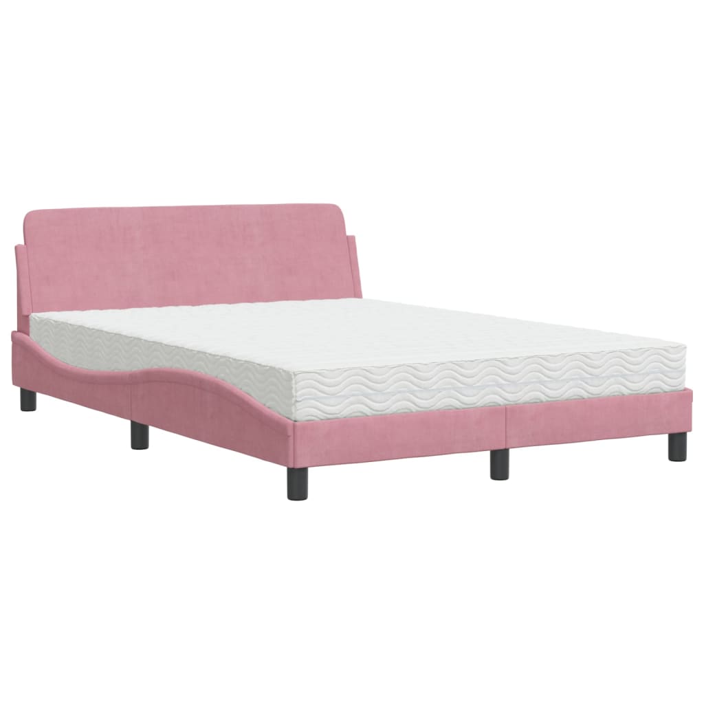 Letto con Materasso Dover Rosa 120x200 cm in Velluto