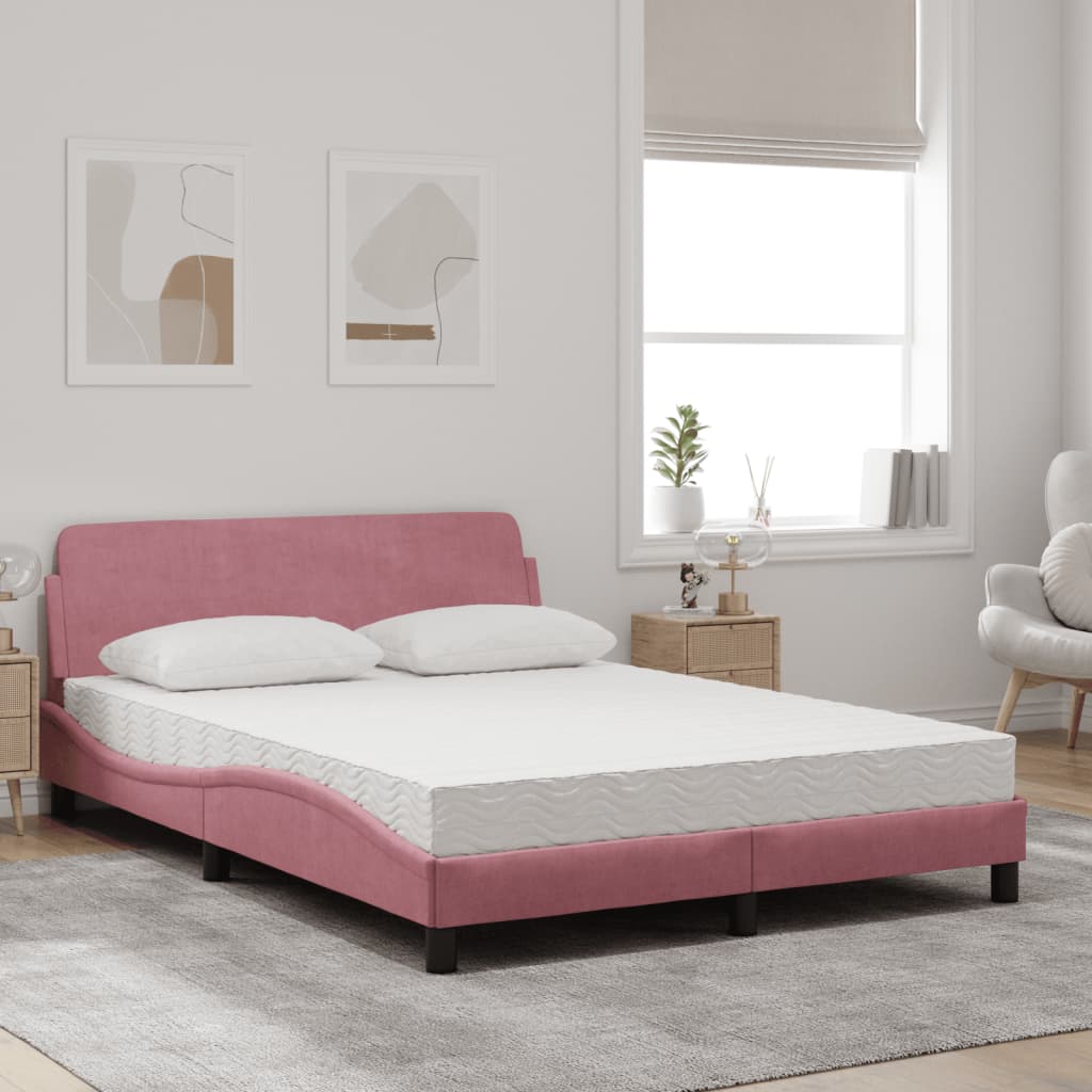 Letto con Materasso Dover Rosa 120x200 cm in Velluto