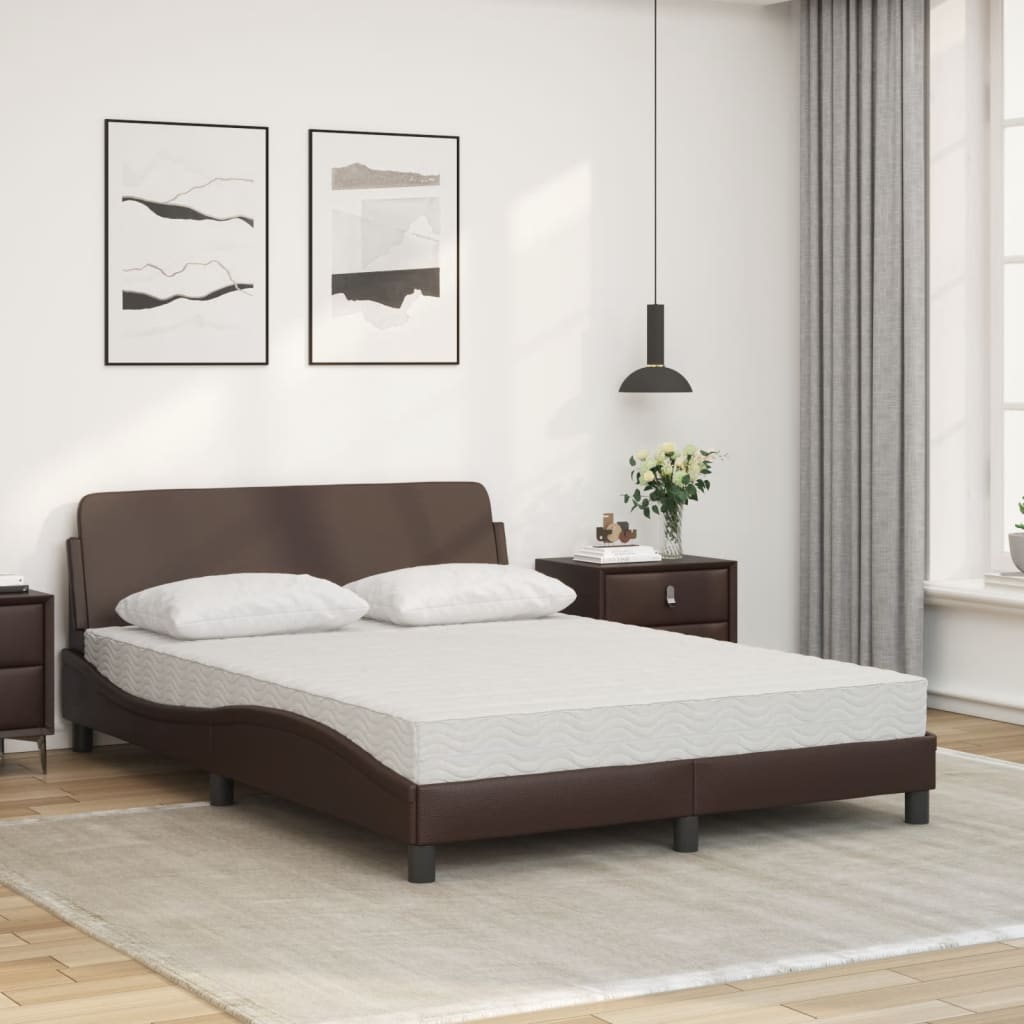 Letto con Materasso Dover Marrone 120x200cm in Similpelle