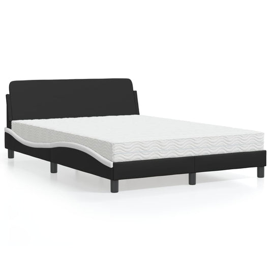 Letto con Materasso Dover Nero e Bianco 120x200 cm in Similpelle