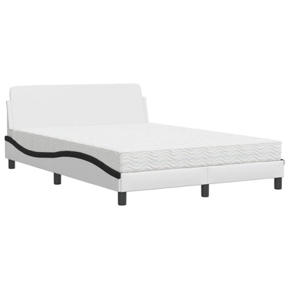 Letto con Materasso Dover Nero e Bianco 120x200 cm in Similpelle