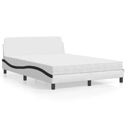 Letto con Materasso Dover Nero e Bianco 120x200 cm in Similpelle