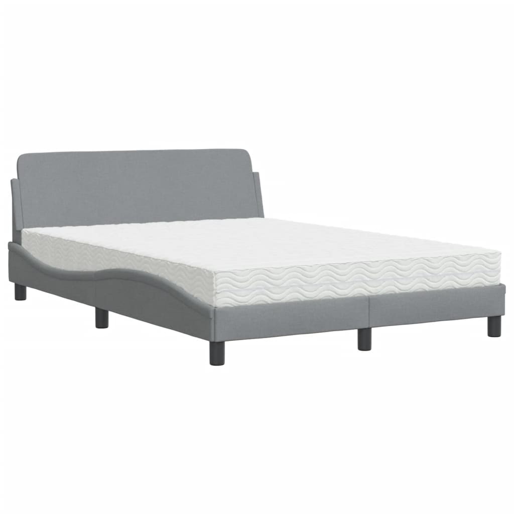 Letto con Materasso Dover Grigio Chiaro 140x190cm Tessuto - homemem39