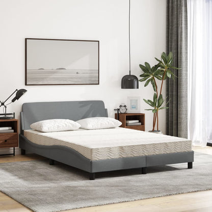 Letto con Materasso Dover Grigio Chiaro 140x190cm Tessuto - homemem39