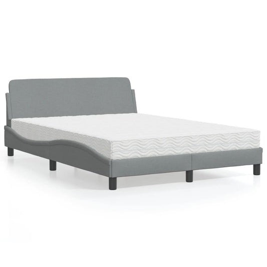 Letto con Materasso Dover Grigio Chiaro 140x190cm Tessuto - homemem39