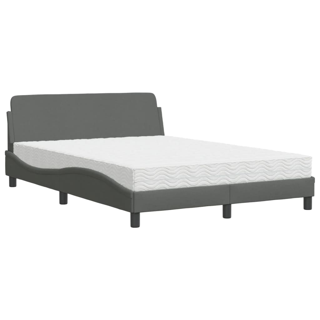 Letto con Materasso Dover Grigio Scuro 140x190 cm Tessuto - homemem39