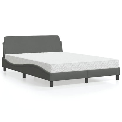 Letto con Materasso Dover Grigio Scuro 140x190 cm Tessuto - homemem39