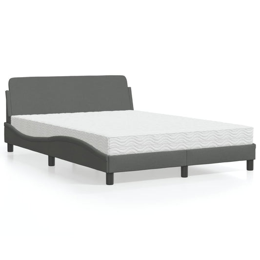 Letto con Materasso Dover Grigio Scuro 140x190 cm Tessuto - homemem39