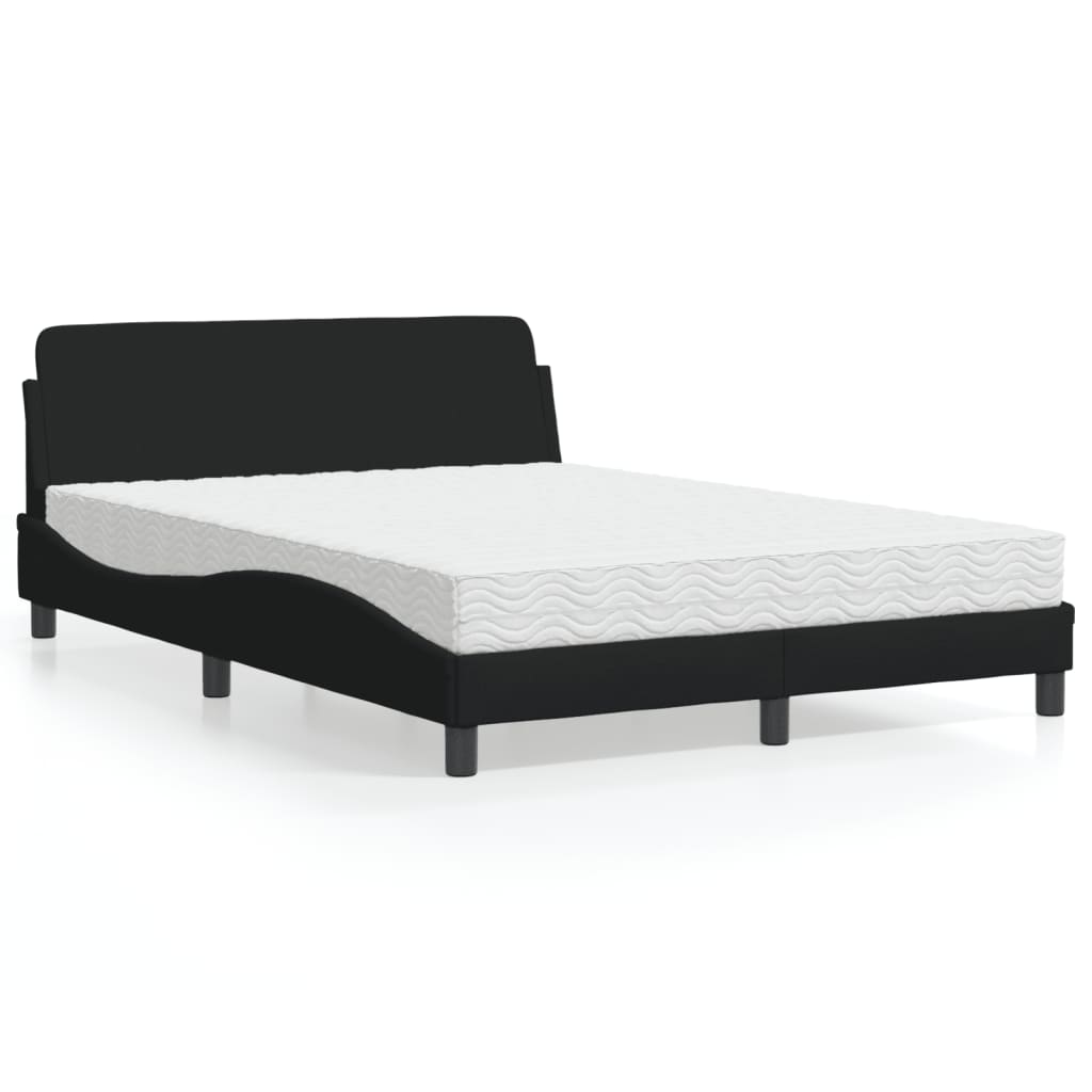 Letto con Materasso Dover Nero 140x190 cm in Tessuto - homemem39
