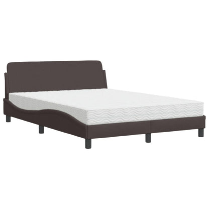 Letto con Materasso Dover Marrone Scuro 140x190cm Tessuto - homemem39
