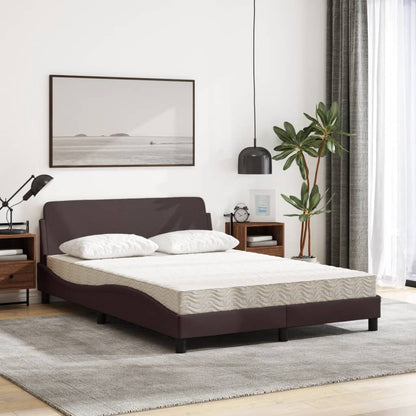 Letto con Materasso Dover Marrone Scuro 140x190cm Tessuto - homemem39