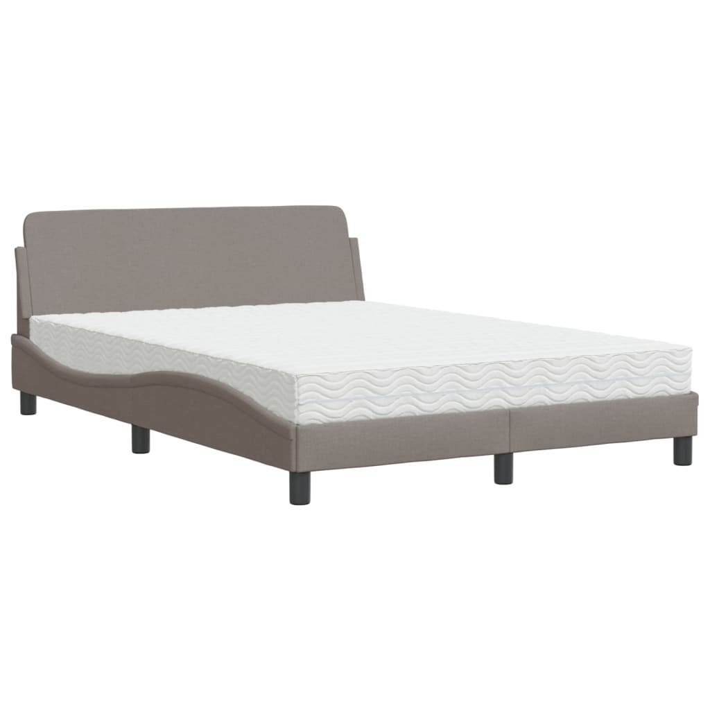 Letto con Materasso Dover Tortora 140x190 cm in Tessuto - homemem39