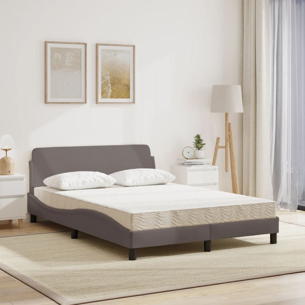 Letto con Materasso Dover Tortora 140x190 cm in Tessuto - homemem39