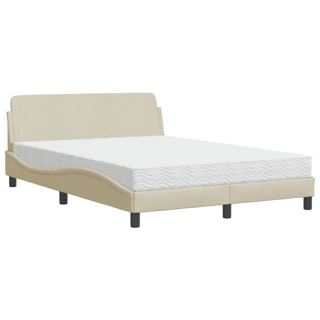 Letto con Materasso Dover Crema 140x19 cm in Tessuto - homemem39