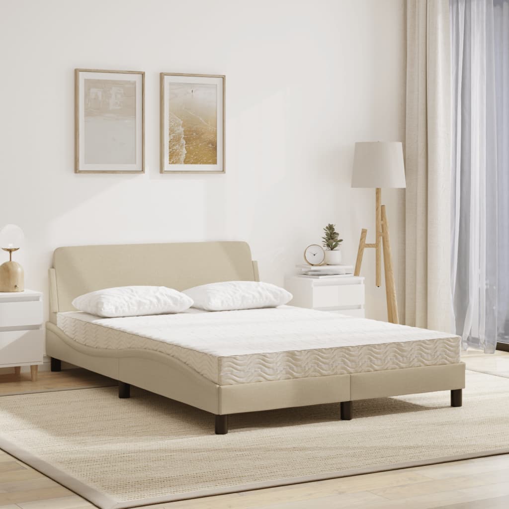 Letto con Materasso Dover Crema 140x19 cm in Tessuto - homemem39