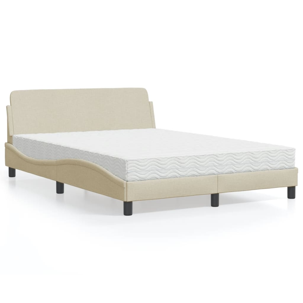 Letto con Materasso Dover Crema 140x19 cm in Tessuto - homemem39