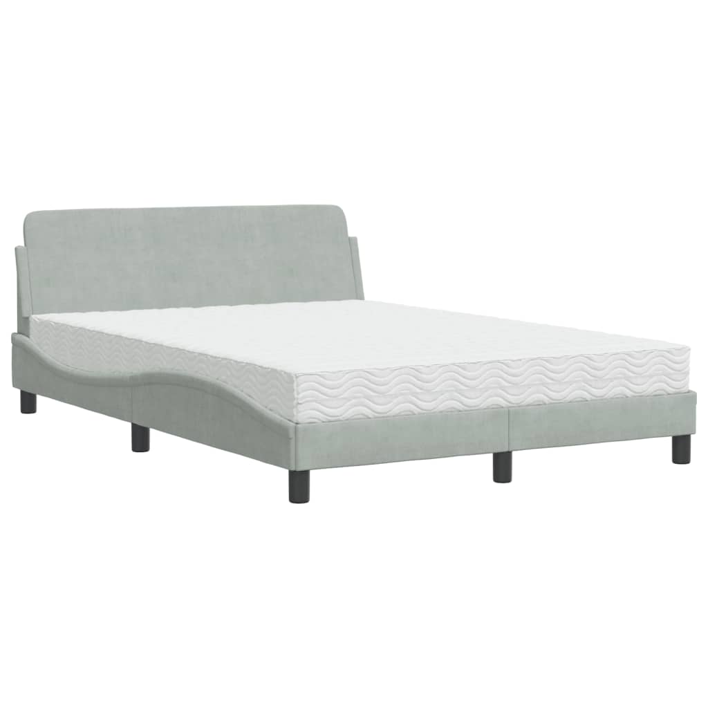 Letto con Materasso Dover Grigio Chiaro 140x190 cm in Velluto - homemem39