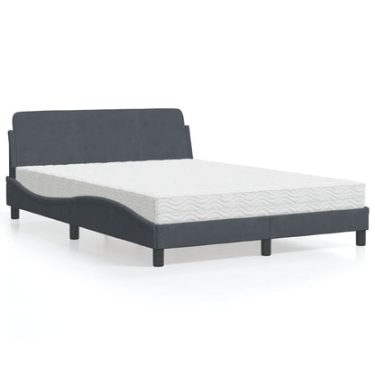 Letto con Materasso Dover Grigio Scuro 140x190 cm in Velluto - homemem39